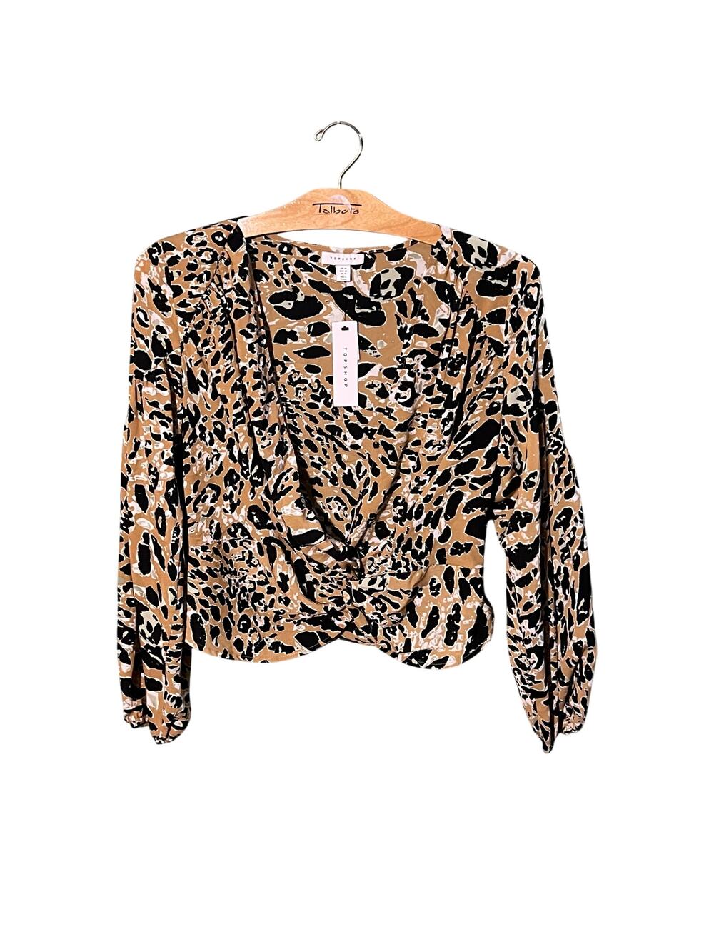 Topshop Leopard Print Long Sleeve Blouse, Size UK 14 (US 10) – New with Tags